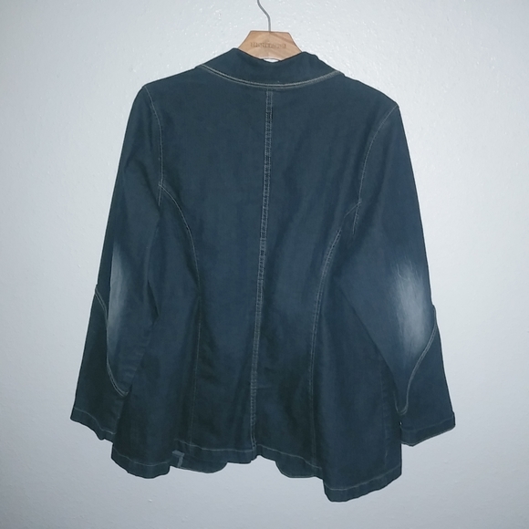 Z. Cavaricci 1X Y2K Dark Wash Denim Jeans Blazer Jacket Plus - Picture 2 of 6